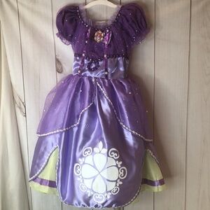 Purple Embellished Costume Layered Dress Princess Sophia 130- 5/6 Plus Free Doll